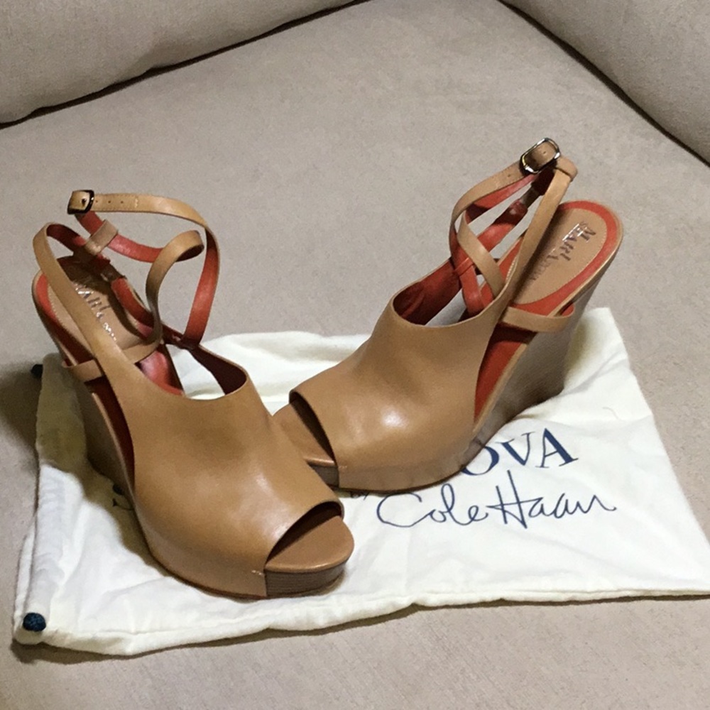 Tan wedge sandals